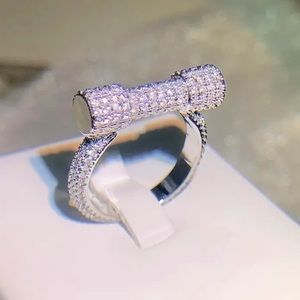 Stunning Crystal Encrusted Barbell Statement Ring